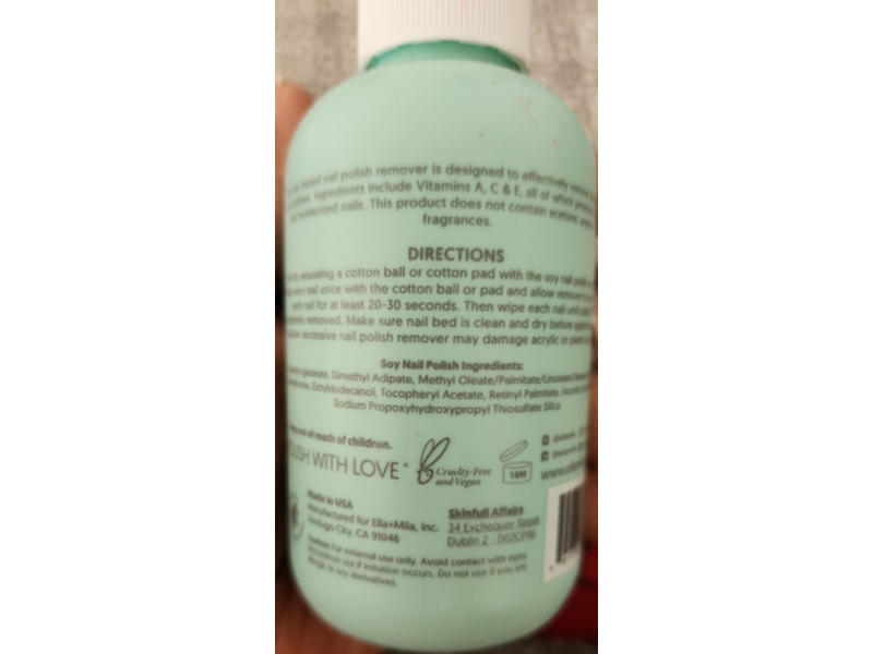 Ella + Mila Soy Nail Polish Remover, Unscented, 4 fl oz/118 mL