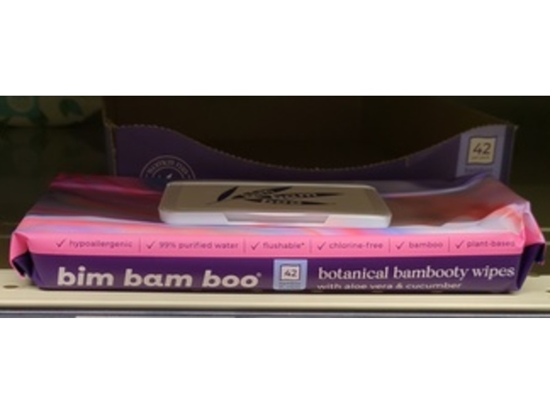 Bim Bam Boo Botanical Bambooty Wipes, Aloe Vera & Cucumber, 42 Count