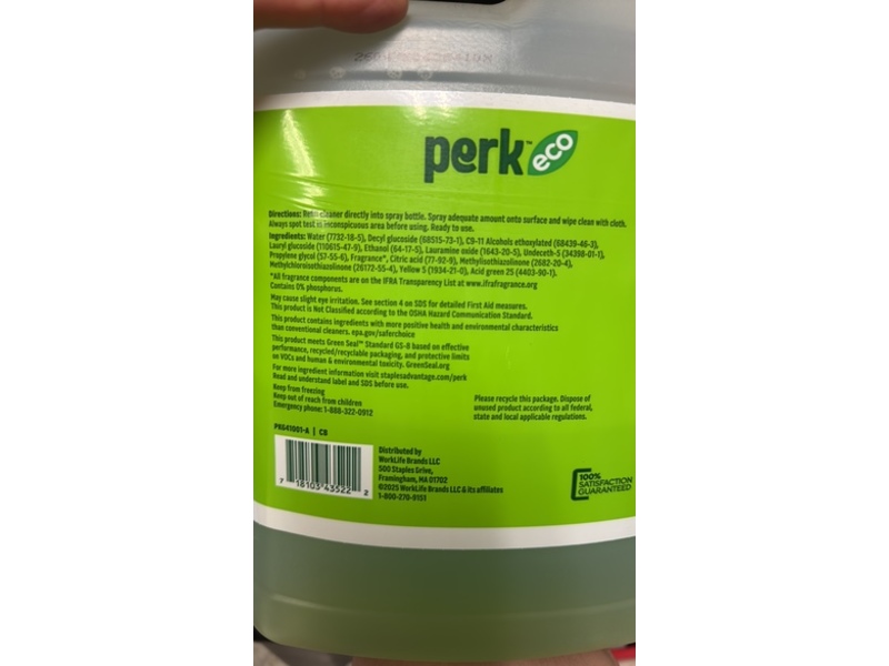 Staples Perk Eco Multi-Purpose Cleaner, 32 fl oz/946 mL