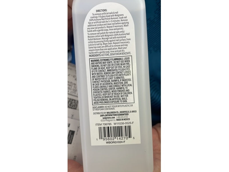Walgreens Nail Polish Remover, 16 fl oz/473 mL