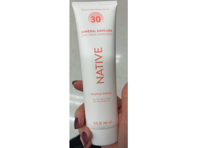 Native Mineral Suncare Zinc Oxide Sunscreen, SPF 30, Tropical Breeze, 5 fl oz/147 mL
