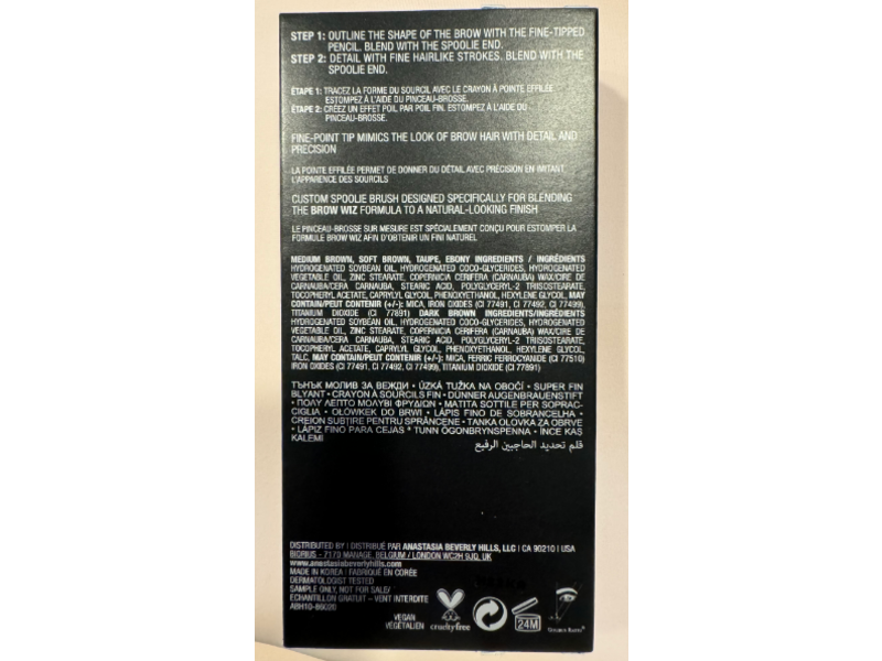 Anastasia Beverly Hills Brow Wiz Skinny Brow Pencil, Medium Brown, 0.001 oz/0.03 g