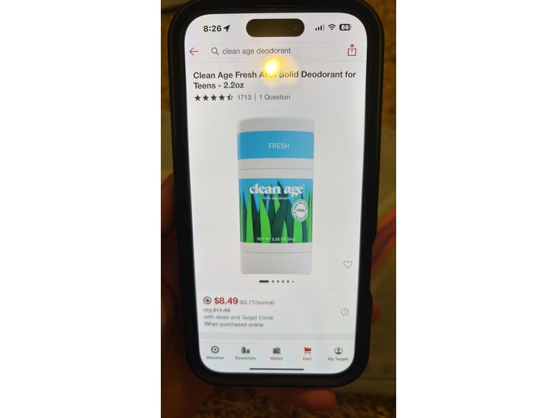 Clean Age AHA Deodorant, Fresh, 2.25 oz/64 g