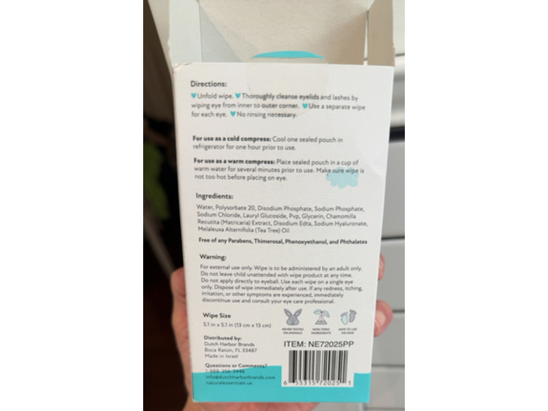 Natural Essentials Peepers Plus Advanced Eyelid Cleansing Wipes, 30 Count, Pack Of 3