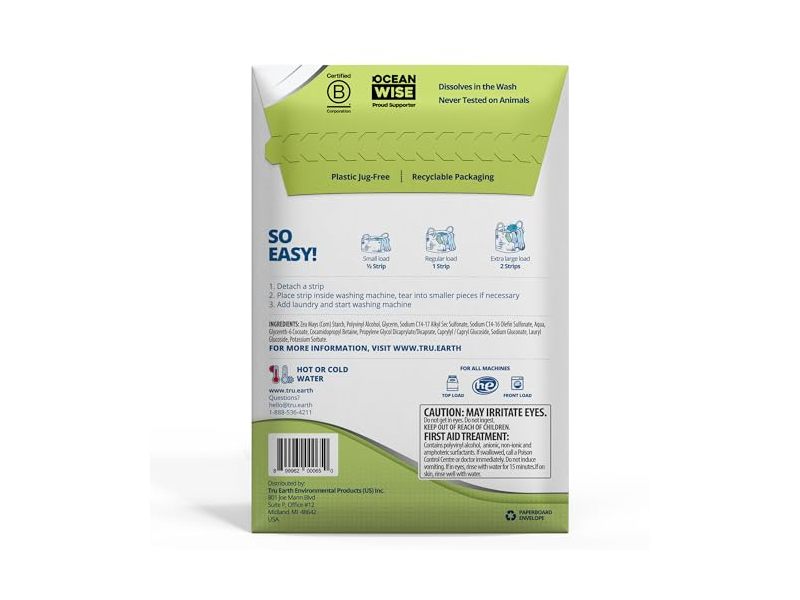 Tru Earth Platinum Heavy Duty Laundry Detergent Eco-Strips, Fragrance-Free, 32 Count