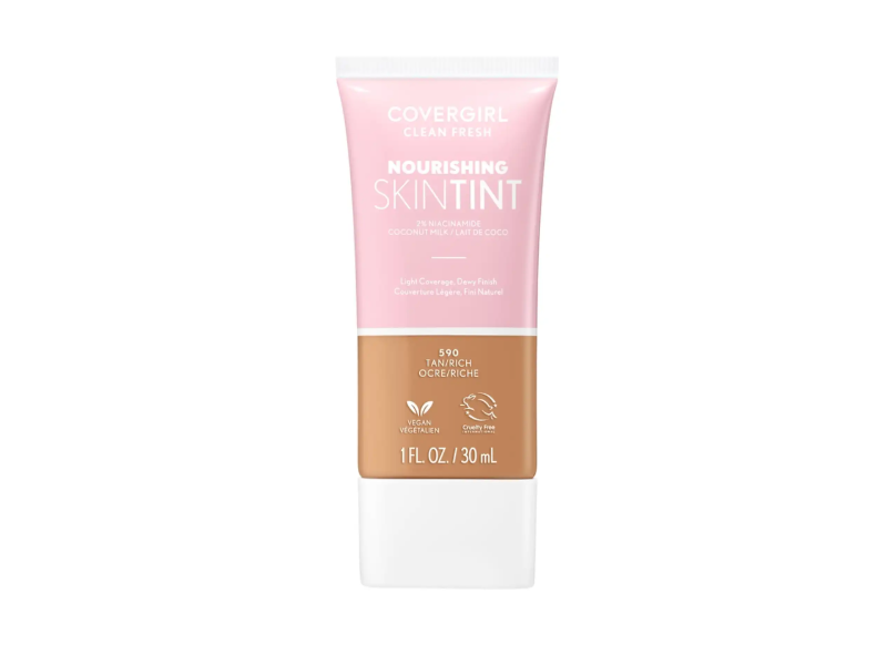 CoverGirl Clean Fresh Skin Milk Foundation, Dewy Finish, 590 Tan/Rich, 1 fl oz/30 mL