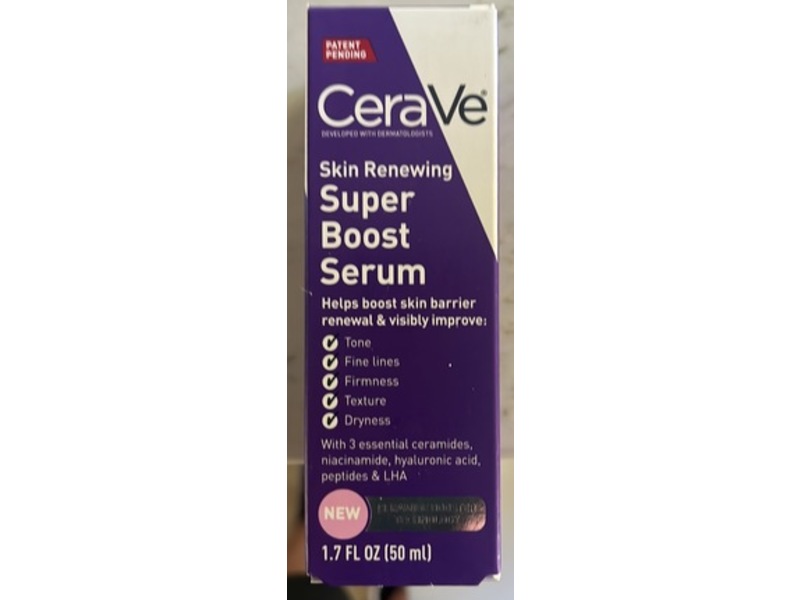CeraVe Skin Renewing Super Boost Serum, Niacinamide, Peptides, Hyaluronic Acid & Lha, 1.7 fl oz/50 mL