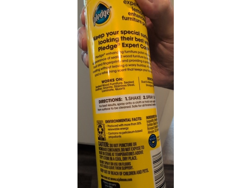 Sc Jhonson Pledge Furniture Polish, Lemon, 9.7 oz/274 g