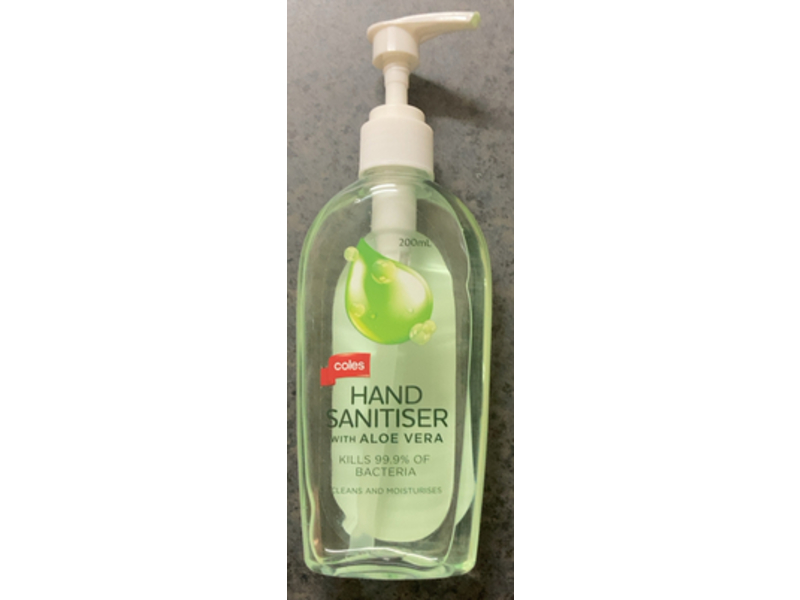 Coles Cleans & Moisturises Hand Sanitiser, Aloe Vera, 200 mL