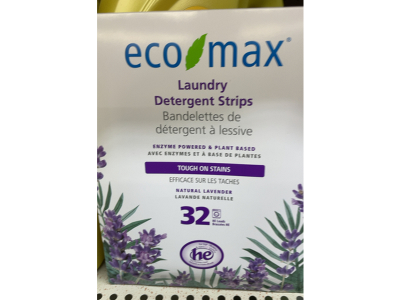 Eco-Max Laundry Detergent Strips, Natural Lavender, 32 Loads