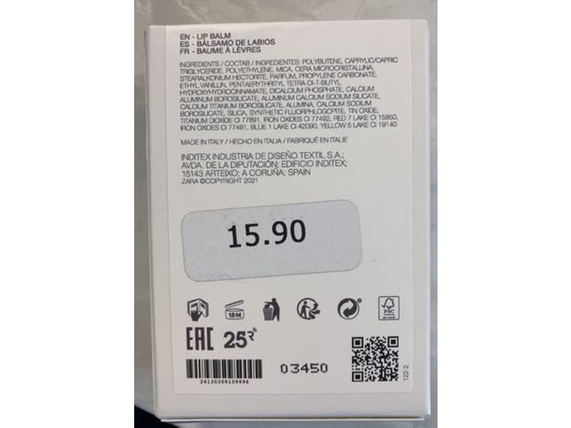 Zara Tinted Refillable Lip Blam, 0.12 oz