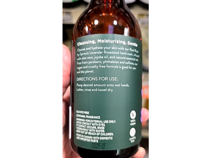Real Root By Sprouts Moisturizing Hand Wash, Lavender Rosewood, 12 fl oz/354 mL