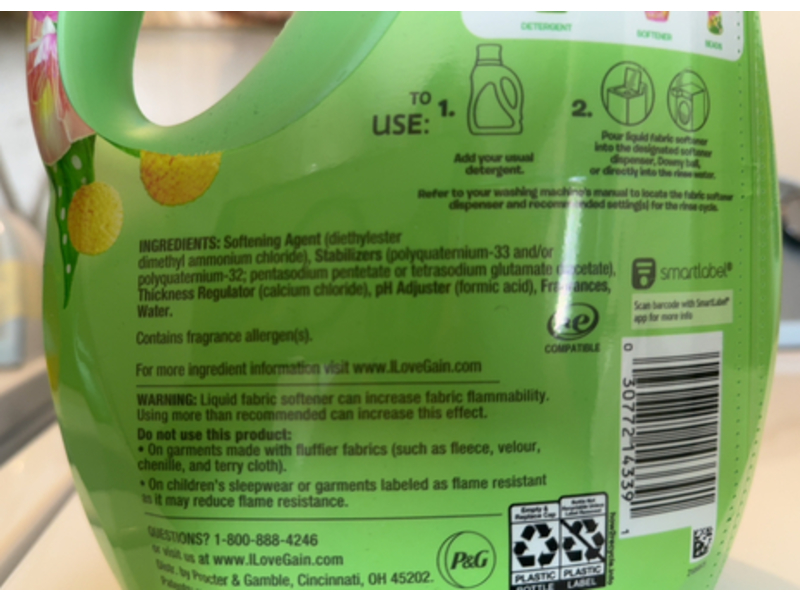 Gain Fabric Softener, Happy Hibiscus Hula, 104 Loads, 71 fl oz/2.10 L