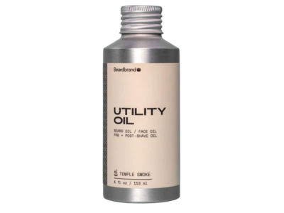 Beardbrand Utility Pre + Post Shave Oil, Temple Smoke, 4 fl oz/118 mL