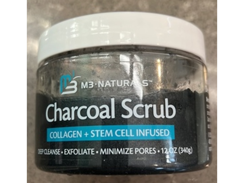 M3 Naturals Charcoal Scrub, Collagen + Stem Cell Infused, 12 oz/340 g