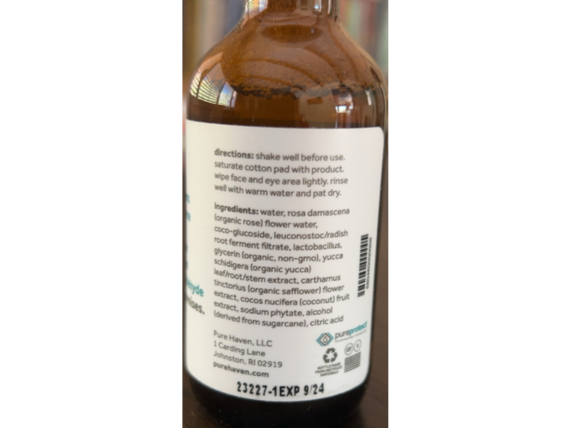 Purehaven Skin Makeup Remover, Rose Flower & Yucca Safflower, 2 fl oz/59 mL