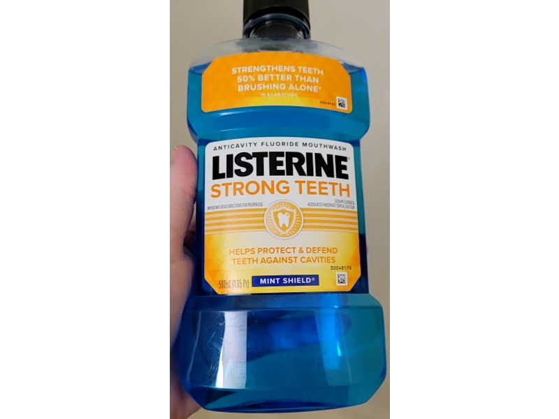 Listerine Strong Teeth Anticavity Fluoride Mouthwash, Mint Shield, 500 mL, Pack Of 2