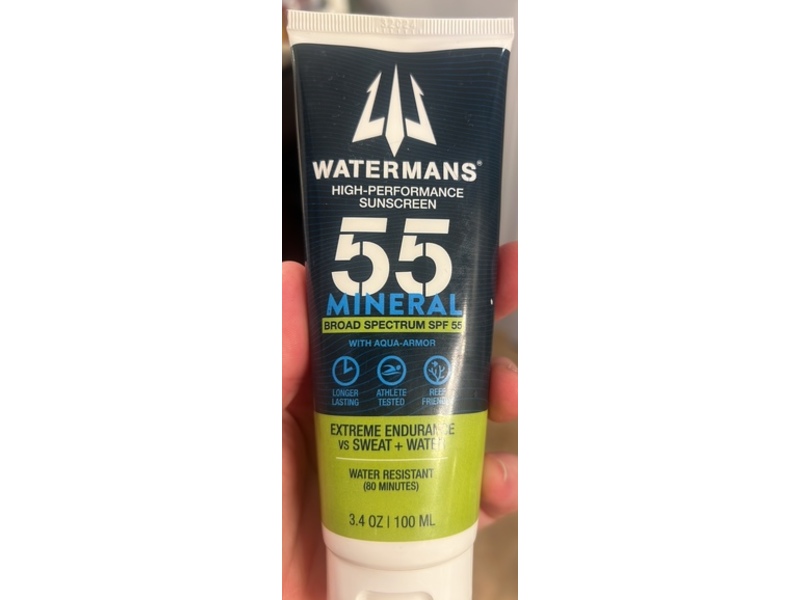 Watermans High Performance Sunscreen, SPF 55, Aqua-Armor, 3.4 fl oz/100 mL