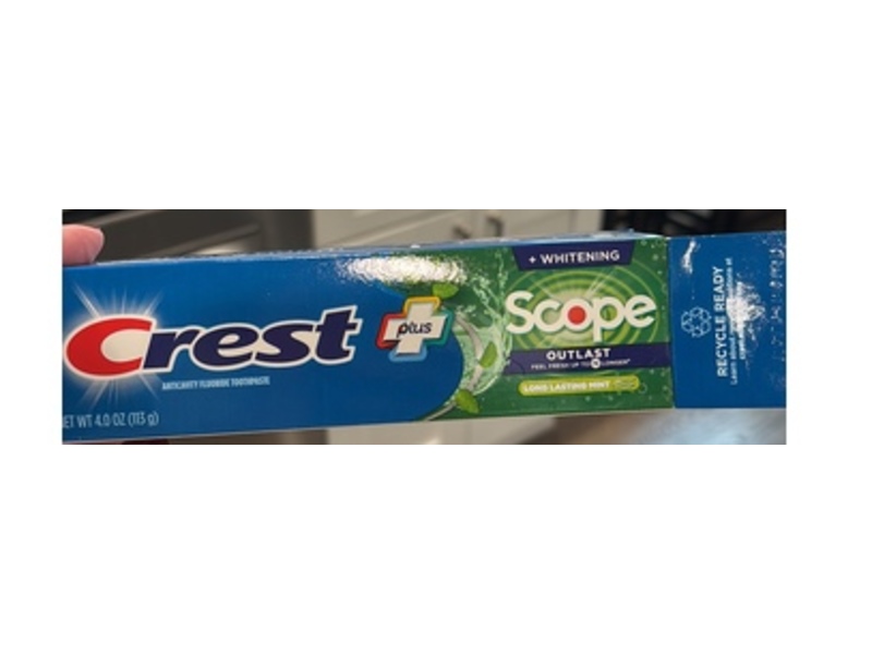 Crest Plus Anticavity + Whitening Fluoride Toothpaste, Long Lasting Mint, 4 oz/113 g