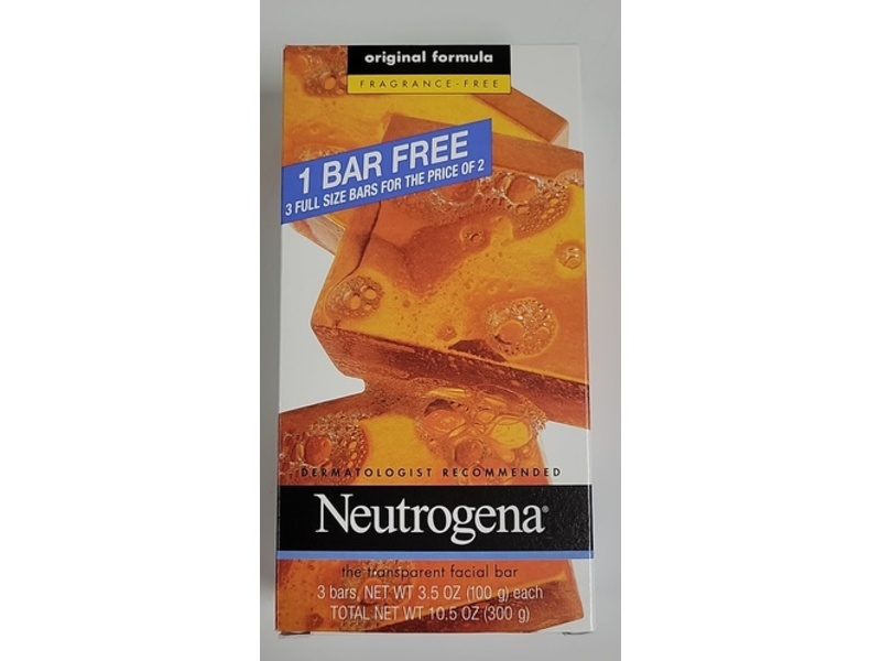 Neutrogena The Transparent Facial Bar, Fragrance Free, 3.5 oz/100 g, Pack Of 6