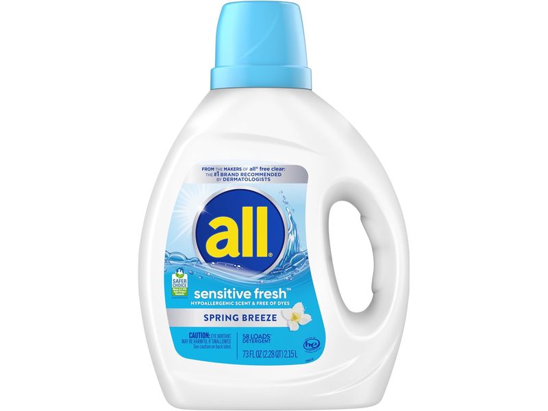 All Sensitive Fresh Laundry Detergent, Spring Breeze, 58 Loads, 73 fl oz/2/15 L
