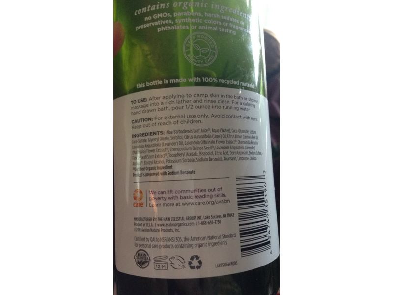 Avalon Organics Bath & Shower Gel, Nourishing Lavender, 32 fl oz/946 mL