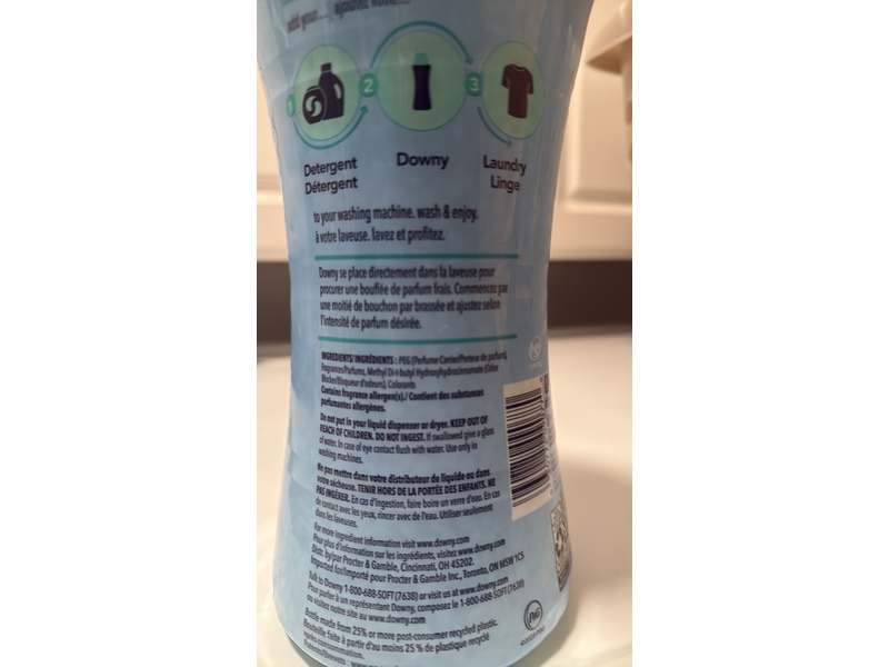 Downy In-Wash Laundry Scent Booster, Cool Cotton, 24 oz/680 g