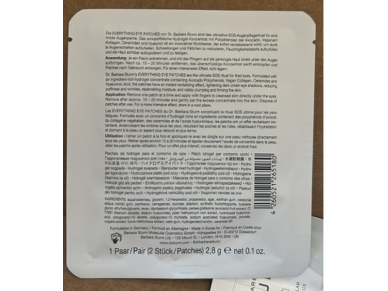 Dr. Barbara Sturm Eye Patches, 0.1 oz/2.8 g, 1 Count