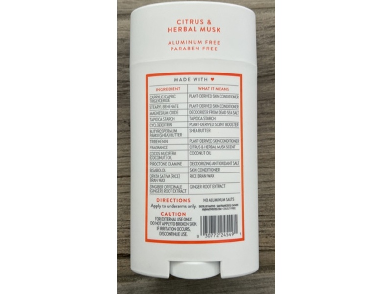 Native Deodorant, Citrus & Herbal Musk, 3.1 oz/88 g