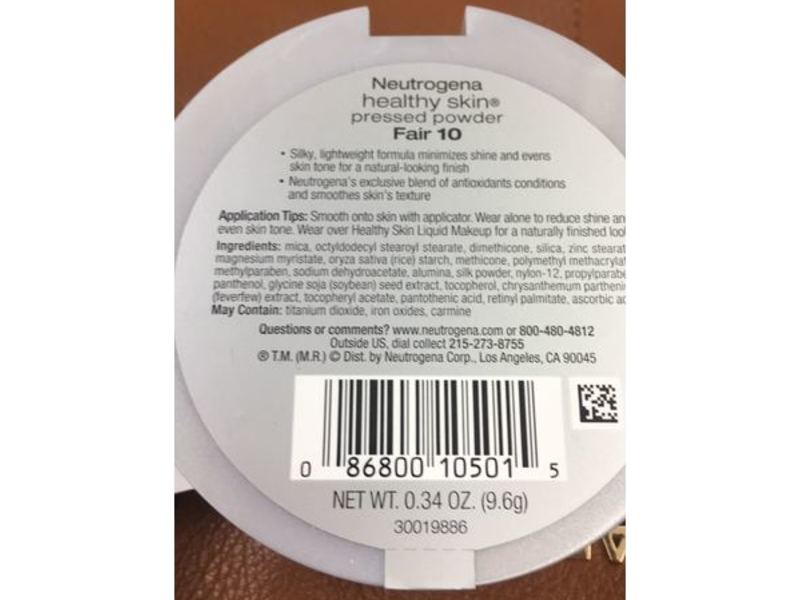 Neutrogena Healthy Skin Pressed Powder, 10 Fair, 0.34 oz/9.6 g, Pack Of 2