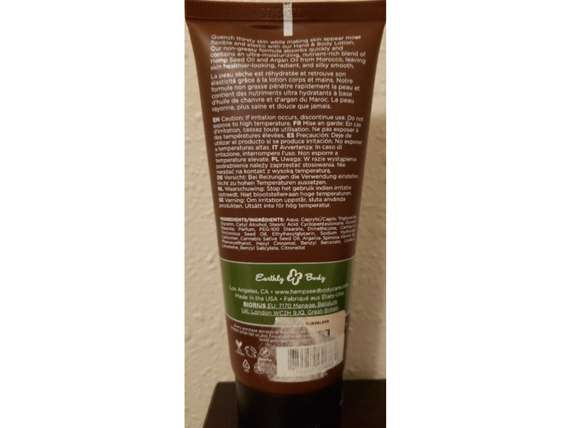 Earthly Body Natural Body Care Hemp Seed Hand & Body Lotion, 7 fl oz/207 mL