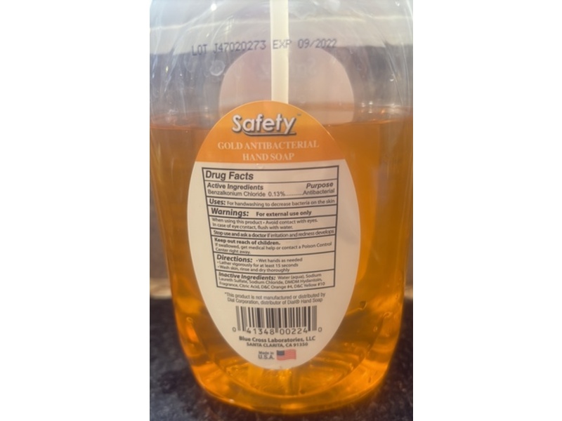 Safety Antibacterial Gold Hand Soap, 40 fl oz/1.18 L