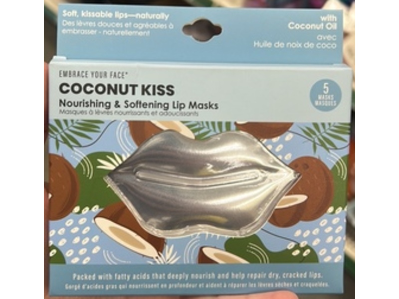 Embrace Your Face Nourishing and Softening Lip Mask, Coconut Kiss, 5 Count