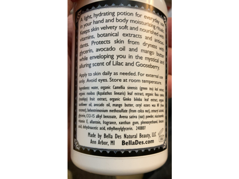 Bella Des Natural Beauty Body Lotion, Lilac & Gooseberry, 8 oz