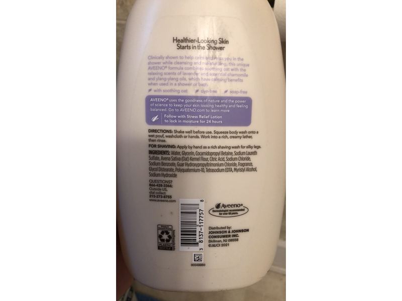 Aveeno Stress Relief Body Wash, Lavender Scented, 33 fl oz/975 mL