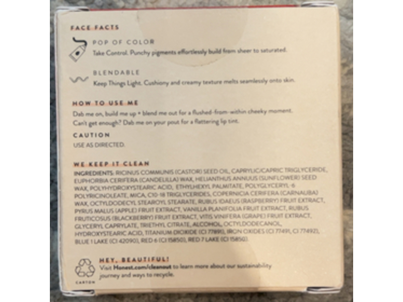 Honest Creme Cheek + Lip Color Multi Color, Fire Coral, Raspberry + Blackberry + Grape, 0.10 oz/3 g