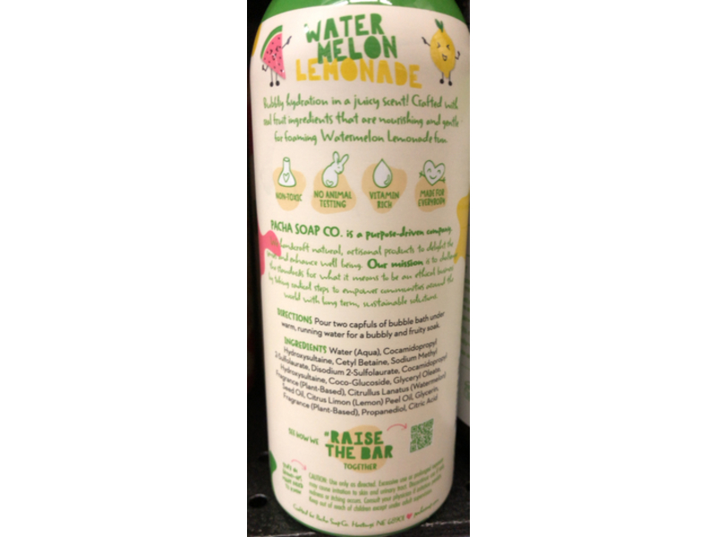 Pacha Soap Co Kids Bubble Bath, Watermelon, 8 oz/473 mL