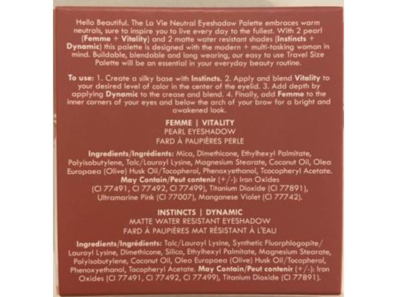 Chella La Vie Neutral Eyeshadow Palette, 0.15 oz/4.4 g
