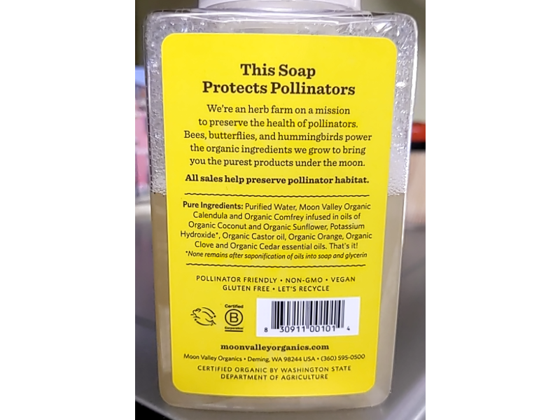 Moon Valley Foaming Herbal Hand Soap, Organic Calendula, 8.8 fl oz/360.2 mL, Pack Of 2