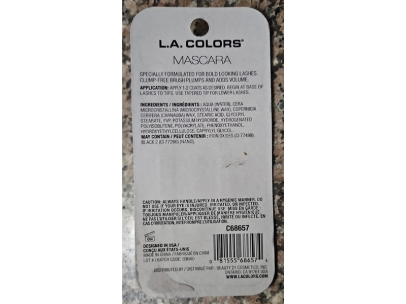 L.A. Colors Bold Plumps Lashes Mascara, Very Black, 0.17 fl oz/5 mL