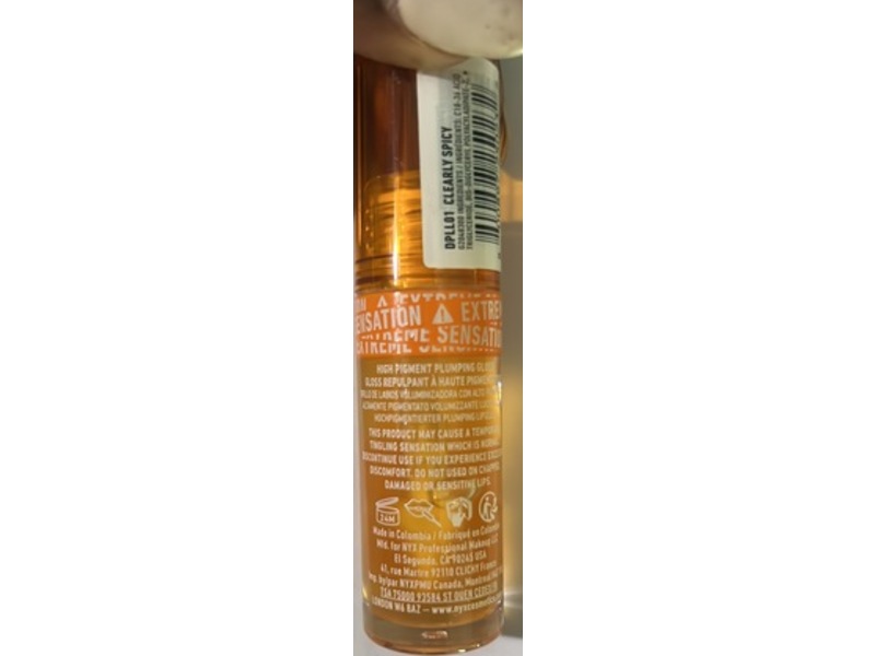 NYX Professional Duck Plump Makeup Lip Gloss, 01 Clearly Spicy, 0.23 fl oz/7 mL