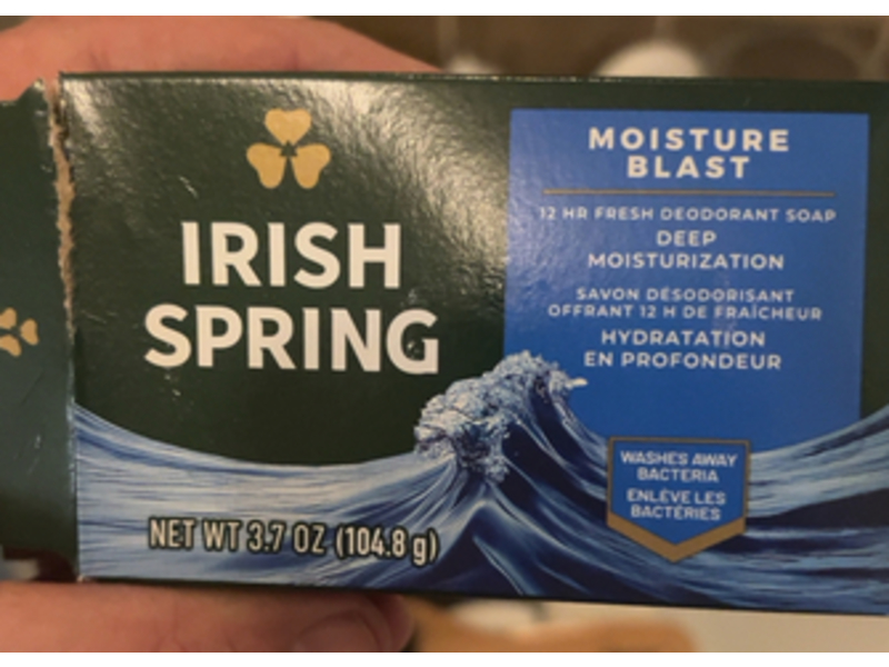 Irish Spring Deep Moisturizing Deodorant Soap, Moisture Blast, 3.7 oz/104.8 g, Pack Of 3