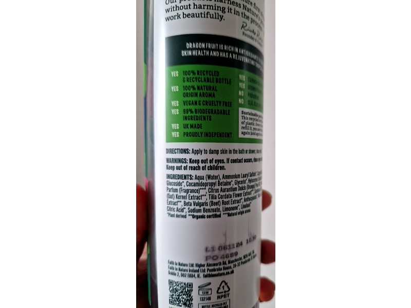 Faith In Nature Rejuvenating Body Wash, Dragon Fruit, 13.5 fl oz/400 mL