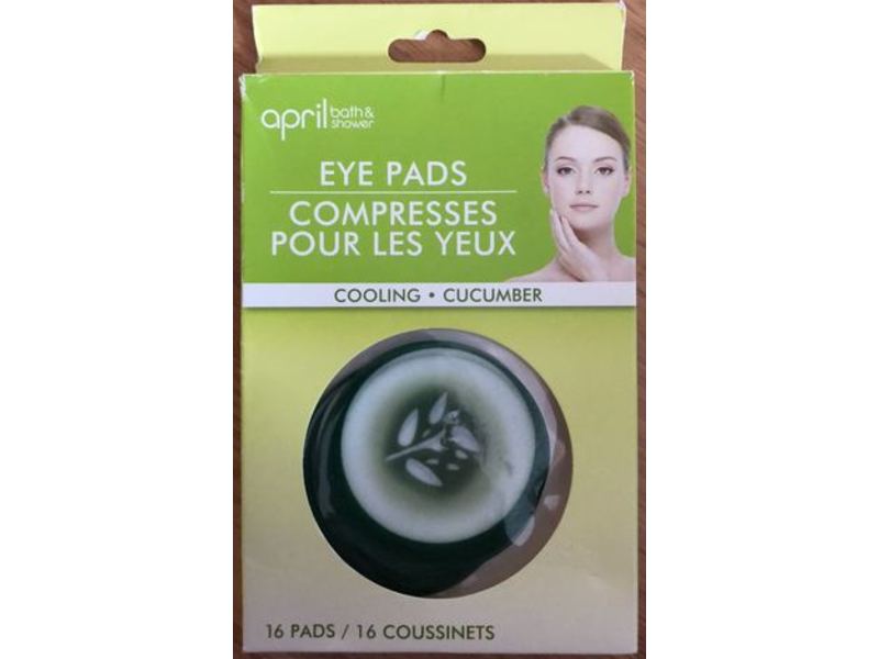 April Bath & Shower Eye Pads, Cooling, Cucumber, 16 Count