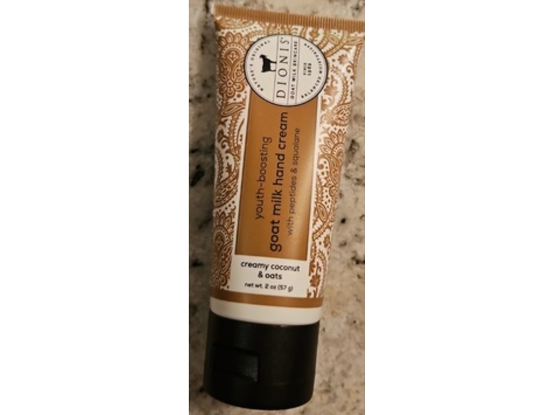 Dionis Youth Boosting Goat Milk Hand Cream, Creamy Coconut & Oats, 2 oz/57 g
