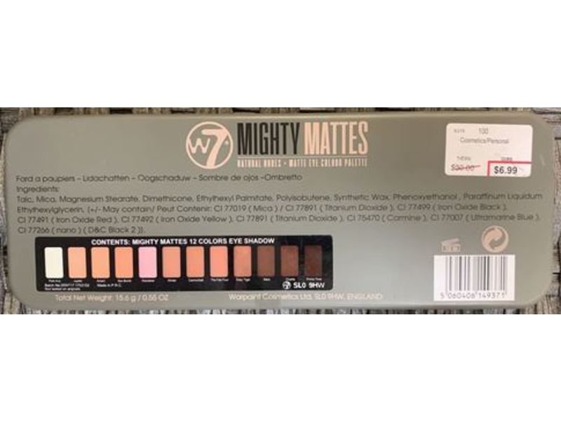 W7 Mighty Mattes, Eye Colour Palette, Peachy Nudes to Chocolate Browns, 0.55 oz/15.6 g