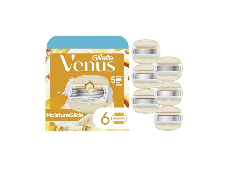 Gillette Venus MoistureGlide Razor Blades, Argan Oil & Vitamin E, 0.54 fl oz/15 g, 6 Count