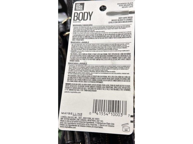 Maybelline Lash Sensational Body Mascara, Brownish Black, 0.30 fl oz/9 mL