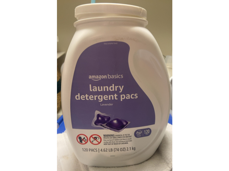 Amazon Basics Laundry Detergent Pacs, Lavender, 74 oz/2.1 kg, 120 Count