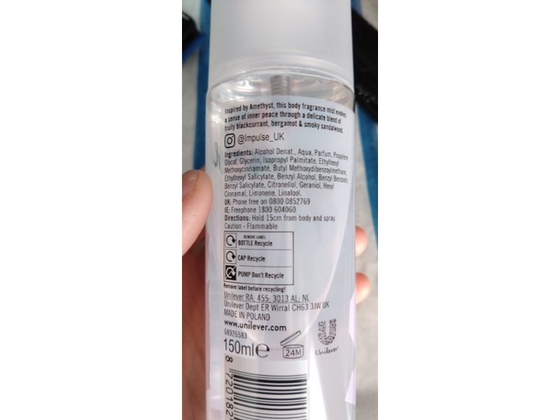 Impulse Inner Peace Body Fragrance Mist, Blackcurrant & Sandalwood, 150 mL